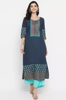  Grey printed cotton cotton-kurtis