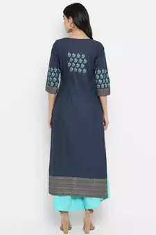  Grey printed cotton cotton-kurtis