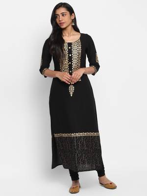  Black printed cotton cotton-kurtis 1