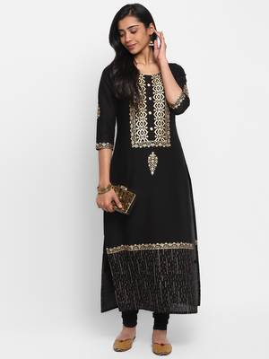  Black printed cotton cotton-kurtis 2