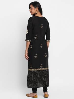  Black printed cotton cotton-kurtis 3