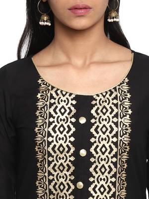  Black printed cotton cotton-kurtis 4