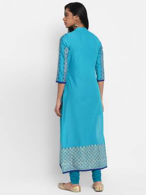G COLLECTION Blue printed cotton cotton-kurtis 2
