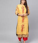 Yellow printed rayon kurtis