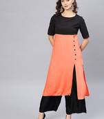 Orange printed viscose kurtis