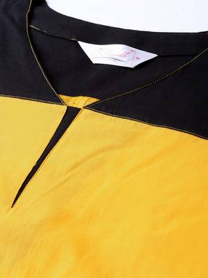 Yellow printed cotton kurtas-and-kurtis 4