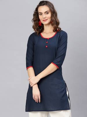Blue printed cotton kurtas-and-kurtis 1