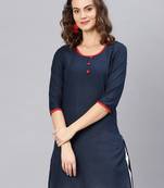 Blue printed cotton kurtas-and-kurtis