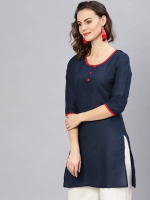 Blue printed cotton kurtas-and-kurtis 2