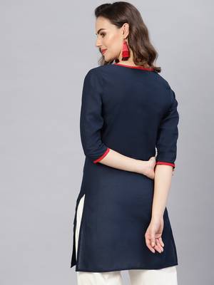 Blue printed cotton kurtas-and-kurtis 3