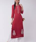 Pink printed rayon kurtis