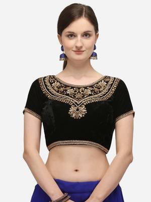 Royal blue georgette lehenga saree with all over zari butis in pearl paired with beige smoked premium chiffon dupatta 2