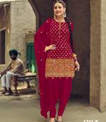 Pink georgette patiala suit with Embroidery work