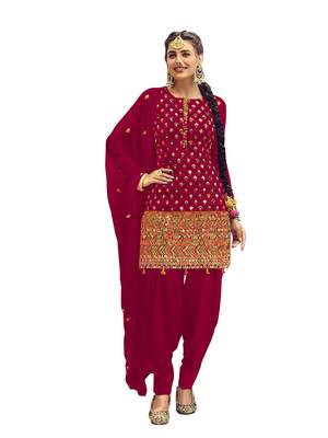 Pink georgette patiala suit with Embroidery work 2