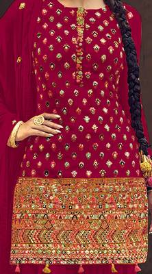 Pink georgette patiala suit with Embroidery work 3