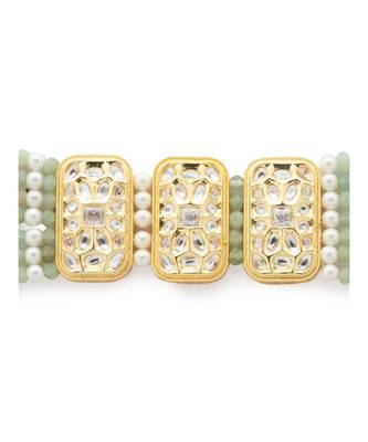 Lush hydro kundan polki Bracelet & Bangle adorned with agate beads and glimmering shell pearls 3