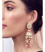 White Orange Red Gold Tone Jhumka Wedding Earrings