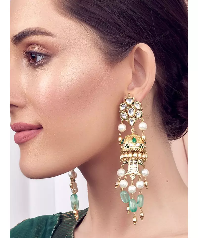 gold kundan Earrings