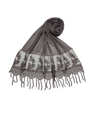 Diamond Studed Hijab With Border and Fringe's  Light Purple 3