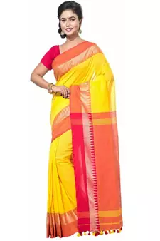 Handloom Cotton Temple border saree