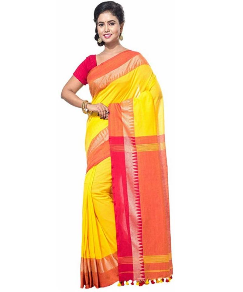 Handloom Cotton Temple border saree