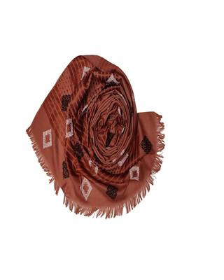 Cotton Checkered Kite Shaped Stole  Coffee 2