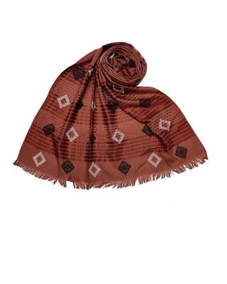 Cotton Checkered Kite Shaped Stole  Coffee 3