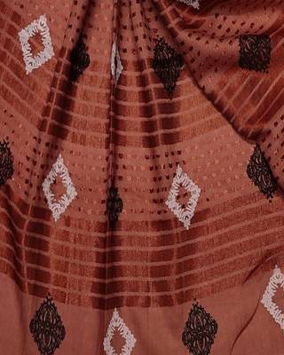 Cotton Checkered Kite Shaped Stole  Coffee 4