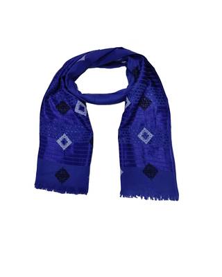 Cotton Checkered Kite Shaped Stole  Blue 1
