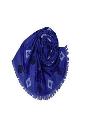 Cotton Checkered Kite Shaped Stole  Blue 2