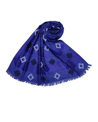 Cotton Checkered Kite Shaped Stole  Blue 3