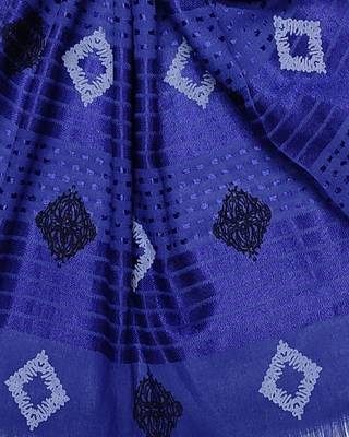 Cotton Checkered Kite Shaped Stole  Blue 4