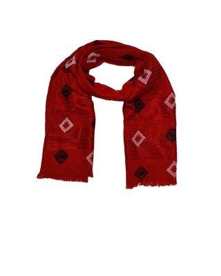 Cotton Checkered Kite Shaped Stole  Red 1