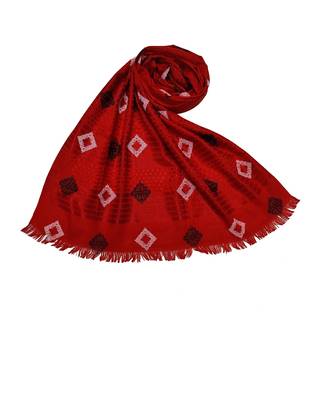 Cotton Checkered Kite Shaped Stole  Red 3