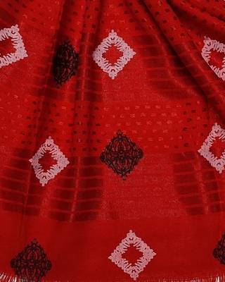 Cotton Checkered Kite Shaped Stole  Red 4