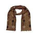 Cotton Checkered Kite Shaped Stole  Light Brown