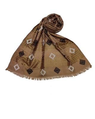 Cotton Checkered Kite Shaped Stole  Light Brown 3