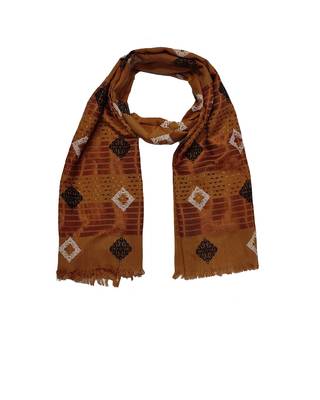 Cotton Checkered Kite Shaped Stole  Yellow 1