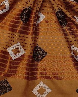 Cotton Checkered Kite Shaped Stole  Yellow 4