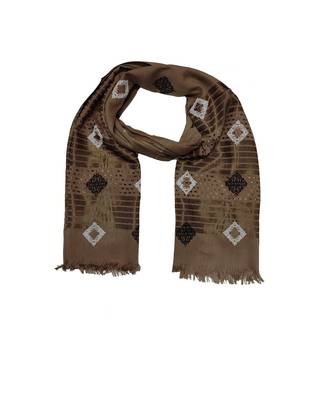 Cotton Checkered Kite Shaped Stole  Dark Brown 1