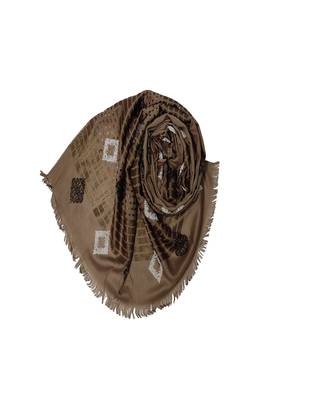 Cotton Checkered Kite Shaped Stole  Dark Brown 2