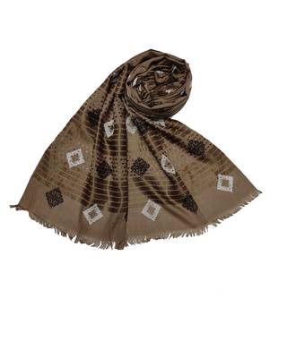 Cotton Checkered Kite Shaped Stole  Dark Brown 3