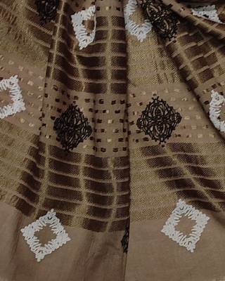 Cotton Checkered Kite Shaped Stole  Dark Brown 4