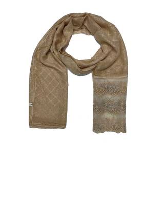 Cotton Checkered Diamond Studed Hijab  Cream 1