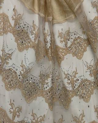 Cotton Checkered Diamond Studed Hijab  Cream 4