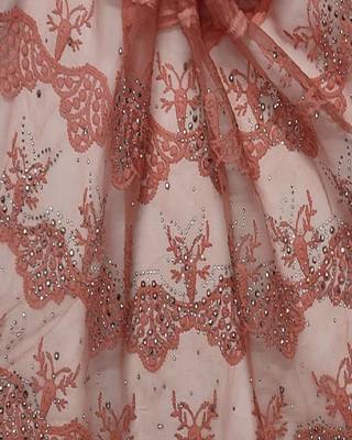 Cotton Checkered Diamond Studed Hijab  Orange 4