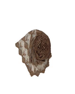 Cotton Checkered Diamond Studed Hijab  Brown 2