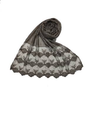 Cotton Checkered Diamond Studed Hijab  Brown 3