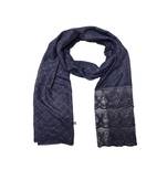 Cotton Checkered Designer Diamond Studed Stole  Blue