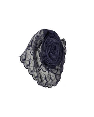Cotton Checkered Designer Diamond Studed Stole  Blue 2